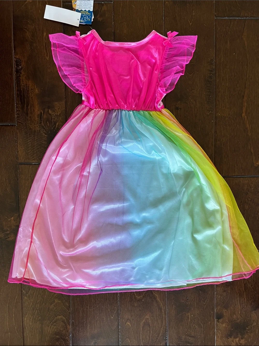 Disney Girls Rainbow Princess Dress in Pink, Yellow, Blue, Green